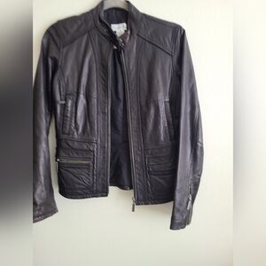 Calvin Klein Black genuine Leather Jacket. Size XS